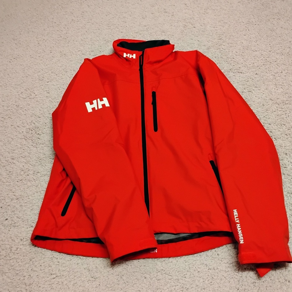 Helly Hansen Jacket Mens XL Red HP Racing Sailing Zip Wind Rain Fishing Outdoor